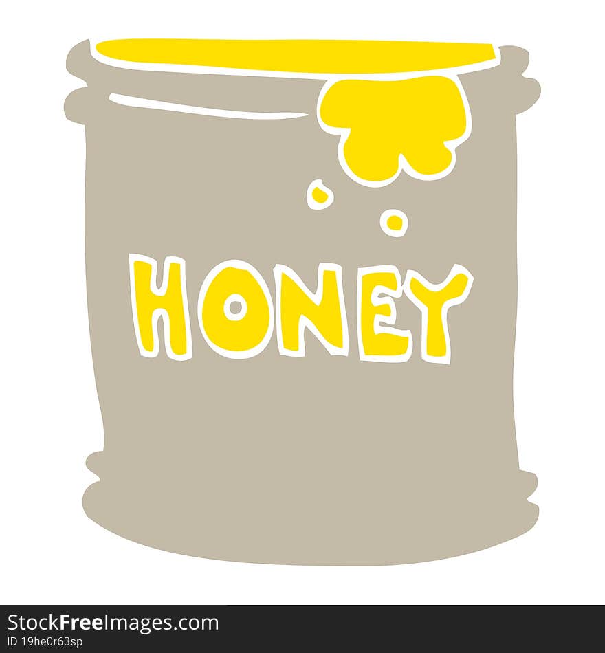 Flat Color Illustration Of A Cartoon Honey Pot