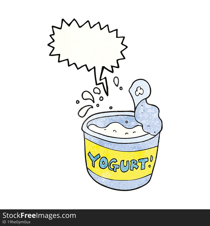 speech bubble textured cartoon yogurt