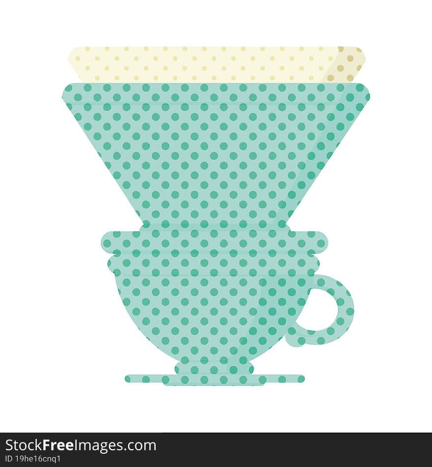 Flat colour illustration of a filter coffee cup. Flat colour illustration of a filter coffee cup