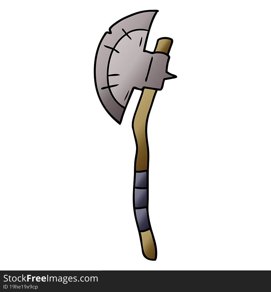 hand drawn gradient cartoon doodle of a medievil axe