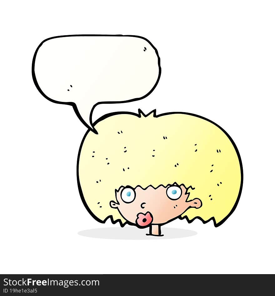 cartoon surprised woman with speech bubble