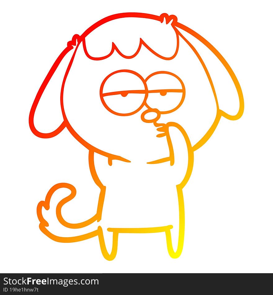 warm gradient line drawing cartoon tired dog