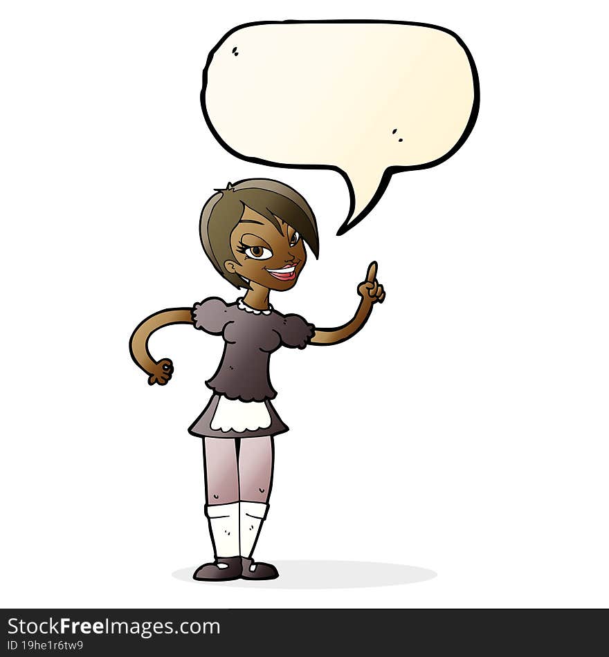 Cartoon Waitress Taking Order With Speech Bubble