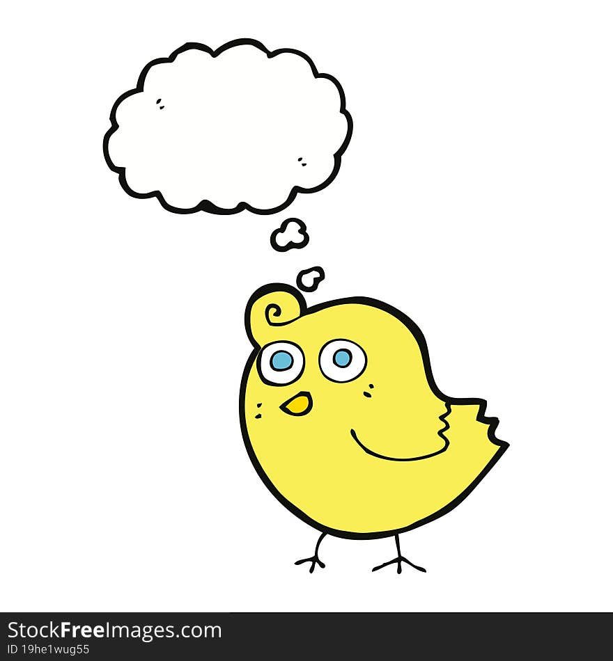 Funny Cartoon Bird With Thought Bubble