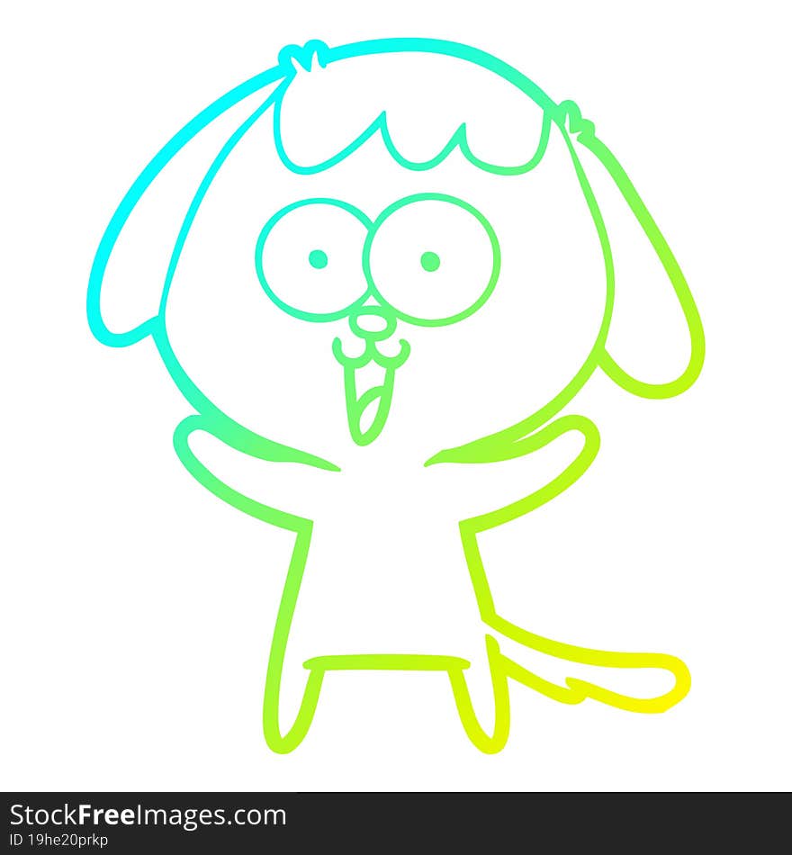 cold gradient line drawing cute cartoon dog