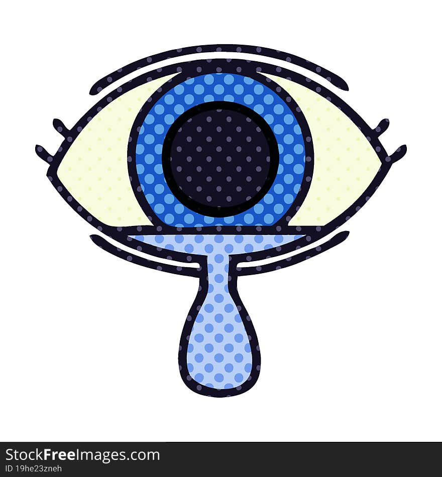 comic book style cartoon of a crying eye