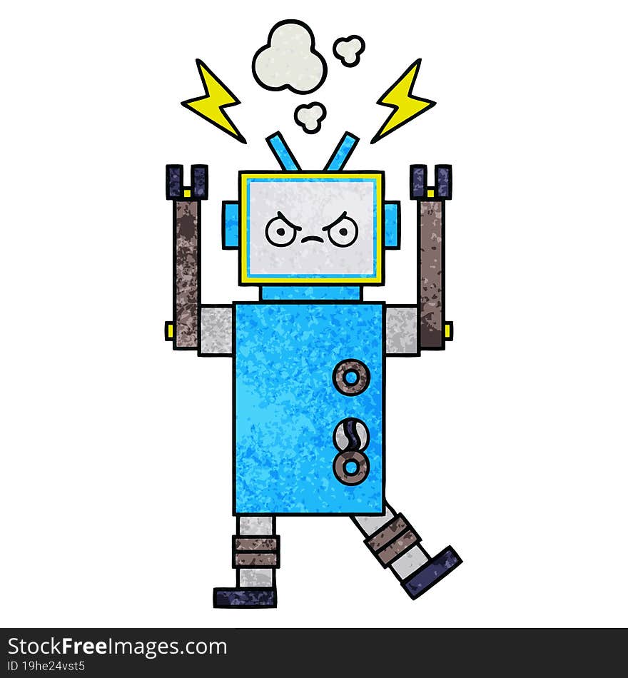 Retro Grunge Texture Cartoon Robot