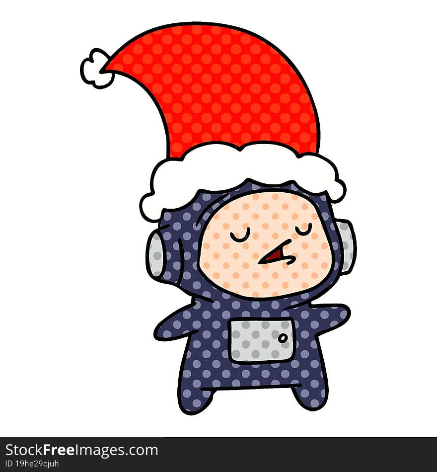 christmas cartoon of kawaii astronaut