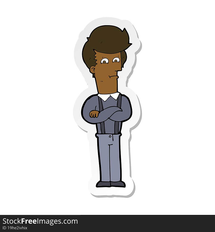 sticker of a cartoon annoyed man