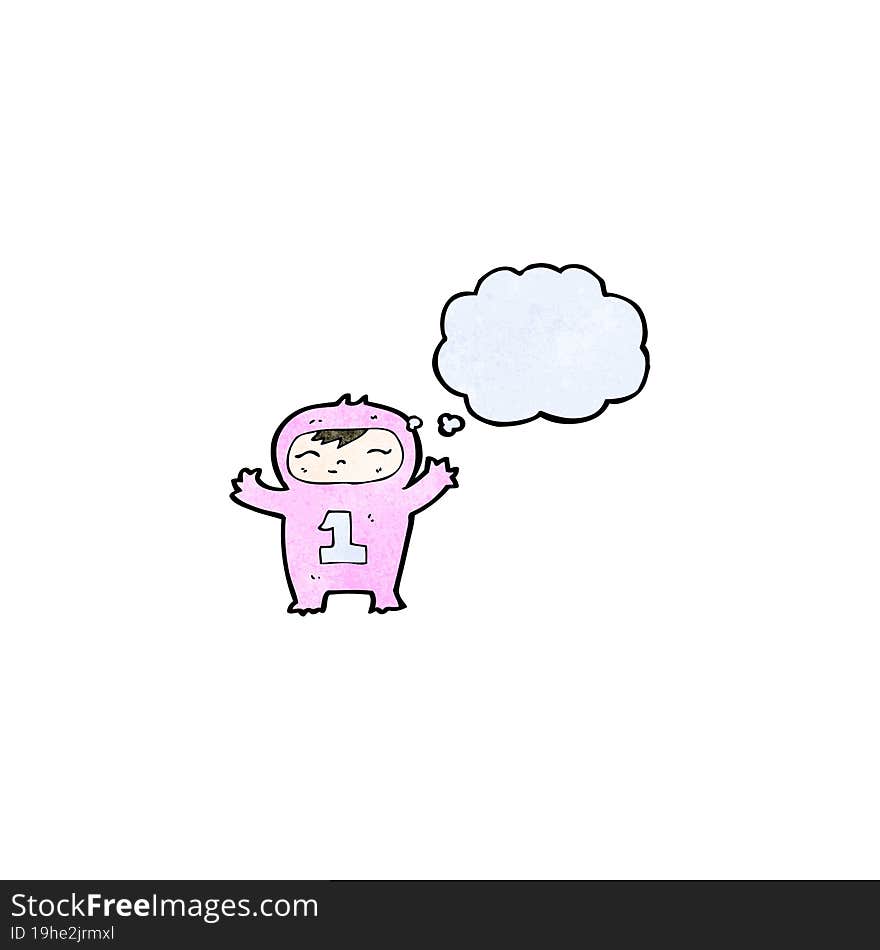 cartoon baby with thought bubble