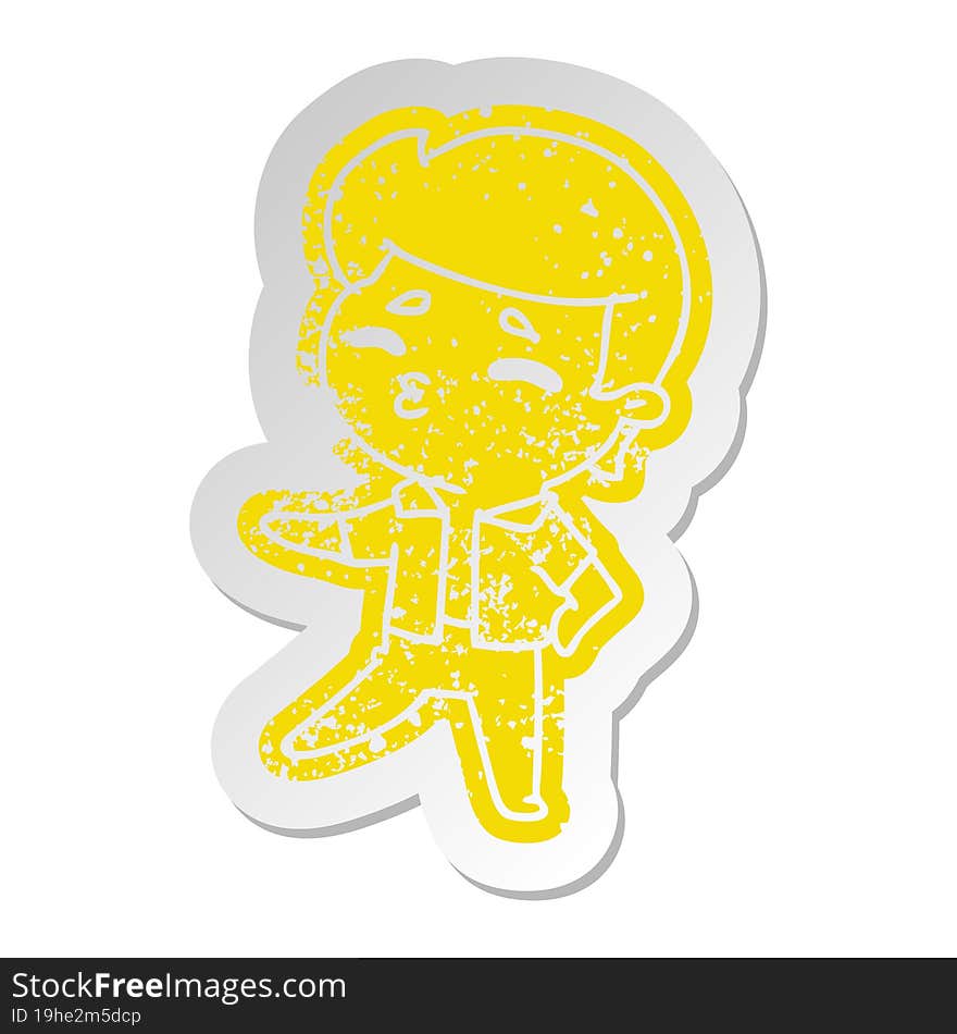 distressed old sticker kawaii 1950 cute boy