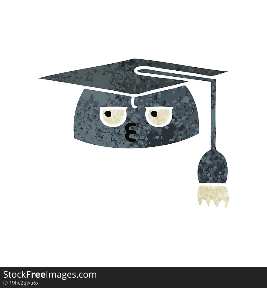 retro illustration style cartoon graduation hat