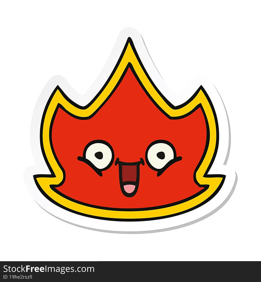 sticker of a cute cartoon fire