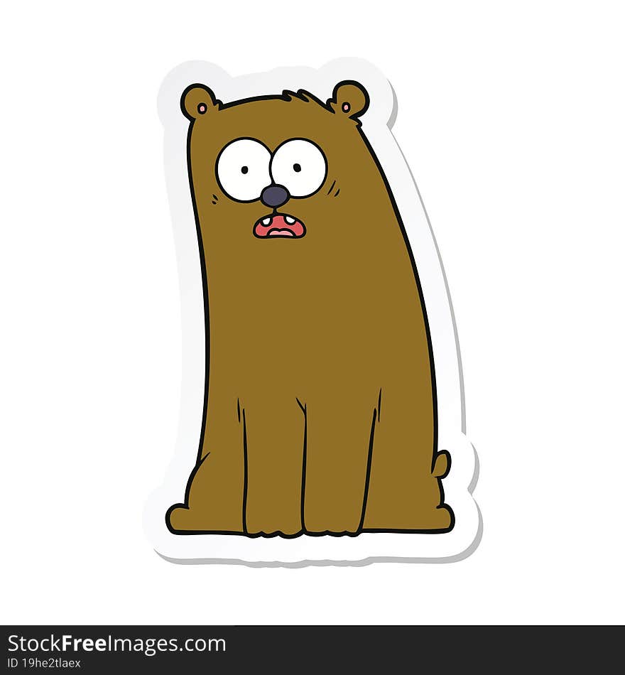 sticker of a cartoon surprised bear