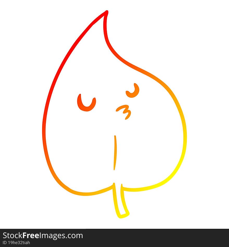 warm gradient line drawing cartoon autumn leaf