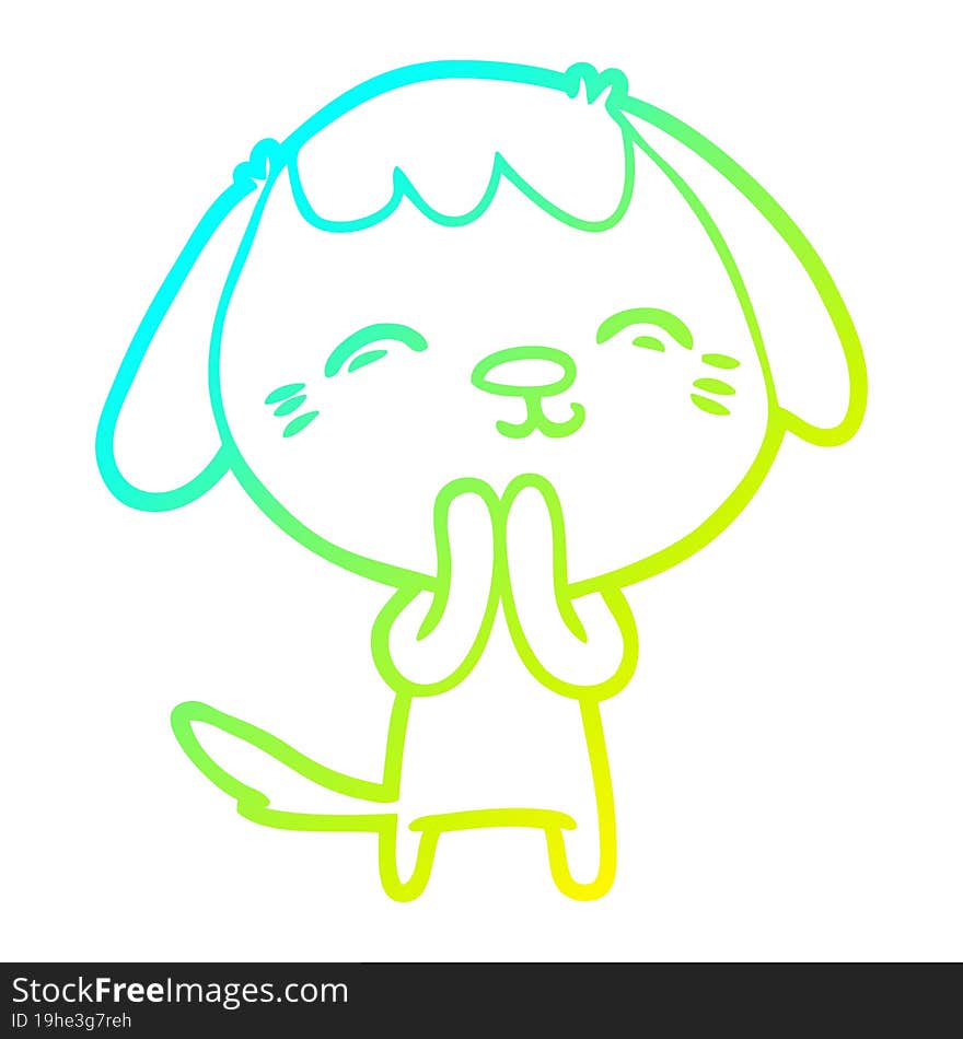 cold gradient line drawing happy cartoon dog