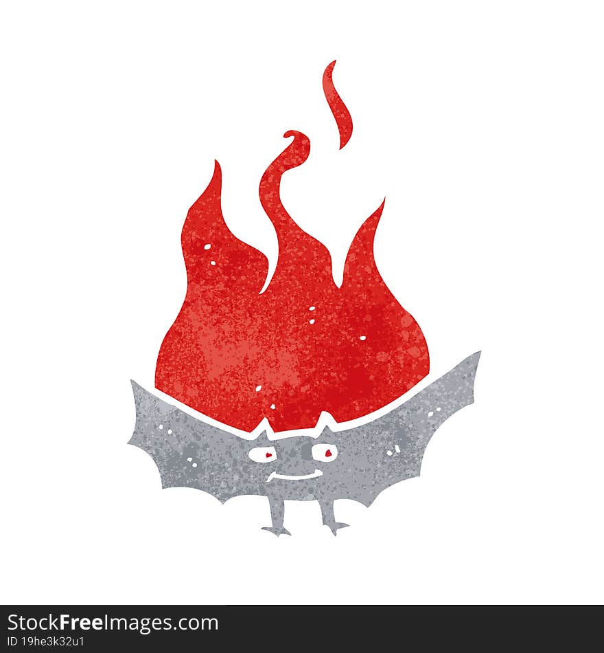 cartoon flaming halloween bat