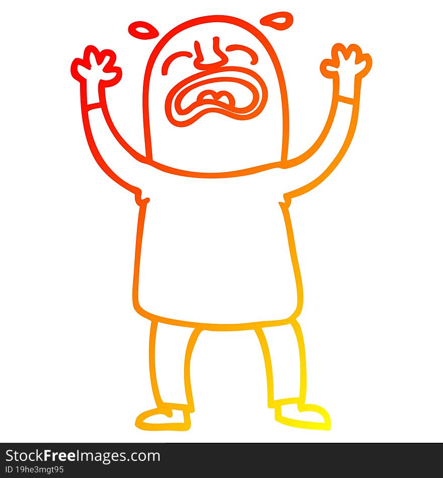 warm gradient line drawing cartoon crying man