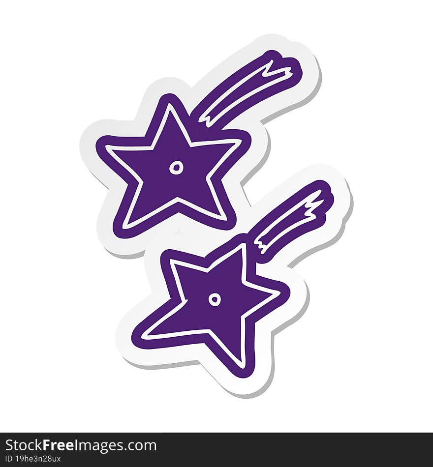 cartoon sticker of ninja throwing stars