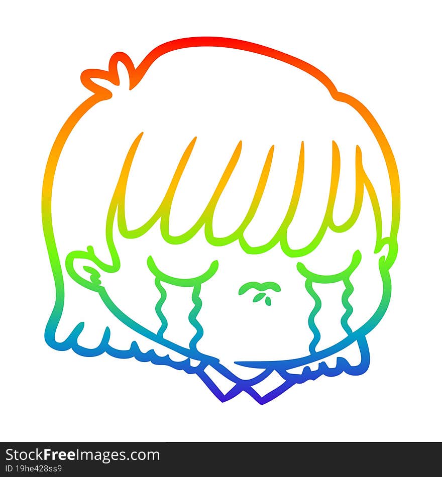 rainbow gradient line drawing cartoon female face