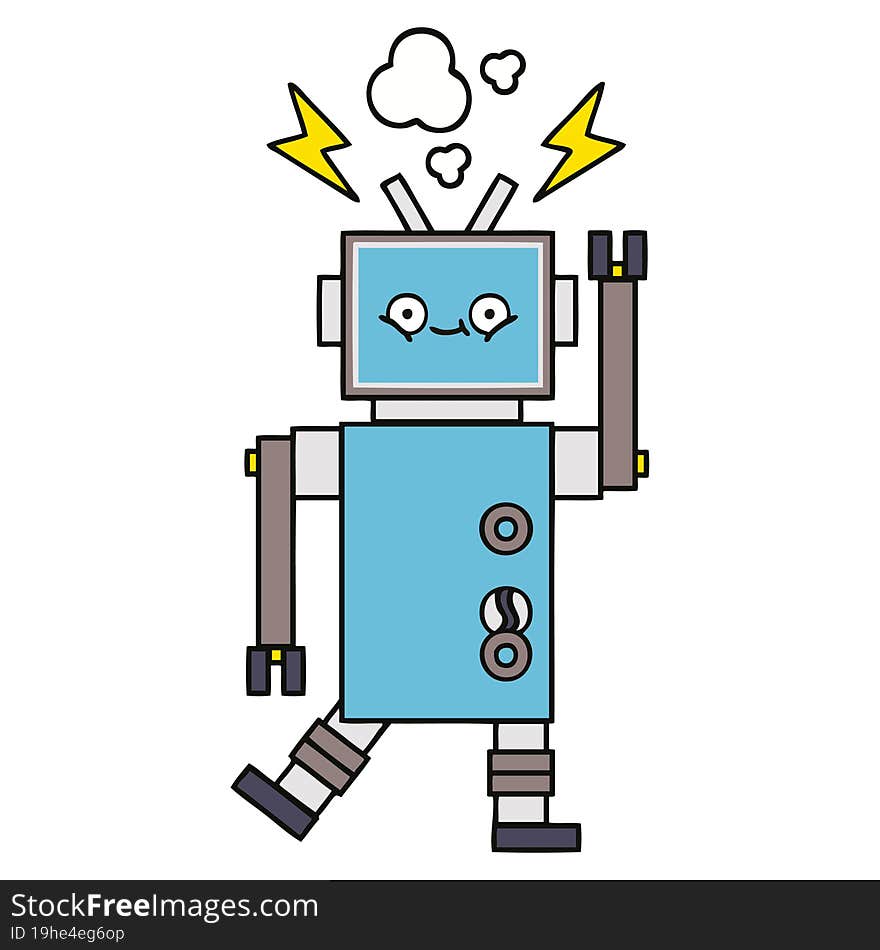 cute cartoon of a dancing robot. cute cartoon of a dancing robot