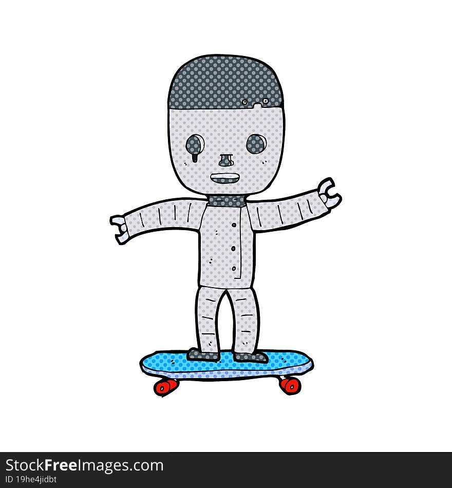 cartoon robot on skateboard