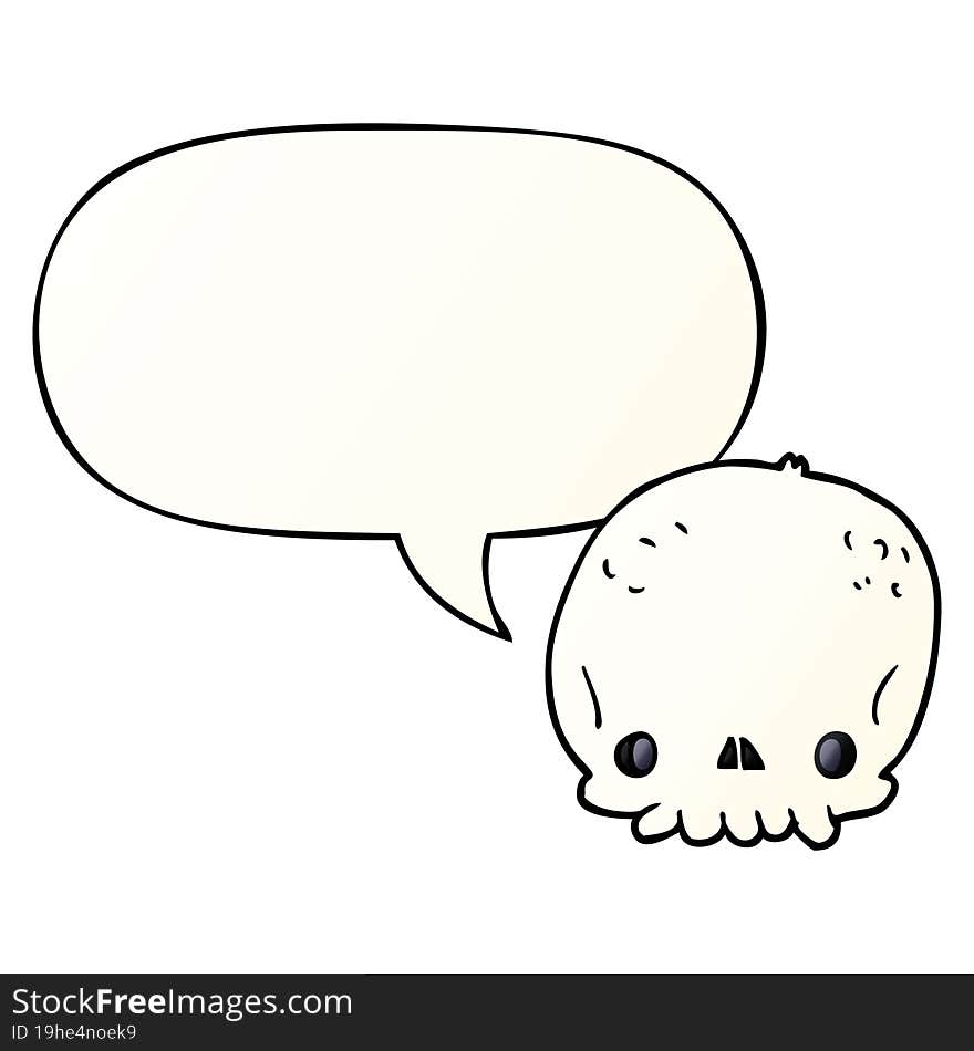 cartoon skull and speech bubble in smooth gradient style