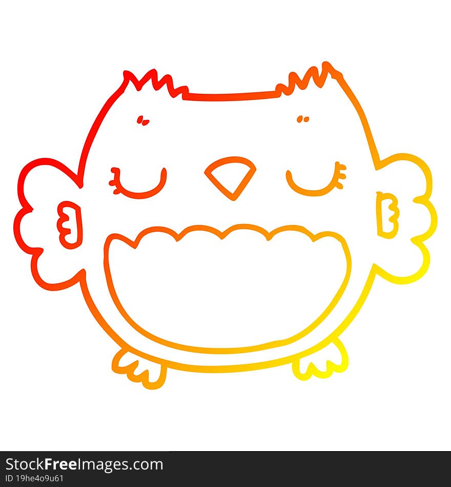 Warm Gradient Line Drawing Cute Cartoon Owl