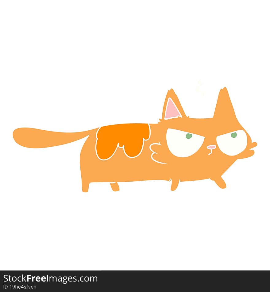 flat color style cartoon angry cat