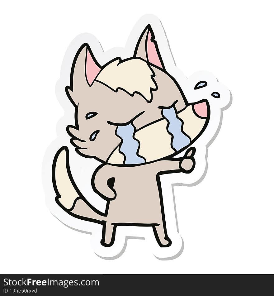 sticker of a cartoon crying wolf