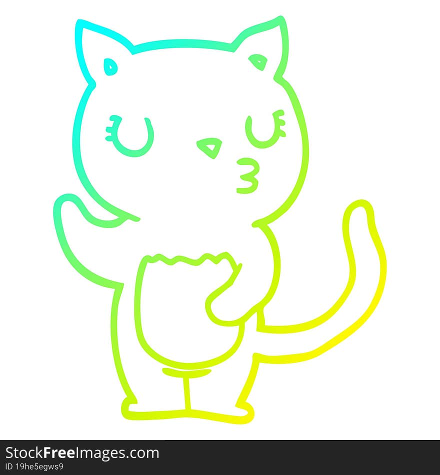 Cold Gradient Line Drawing Cute Cartoon Cat