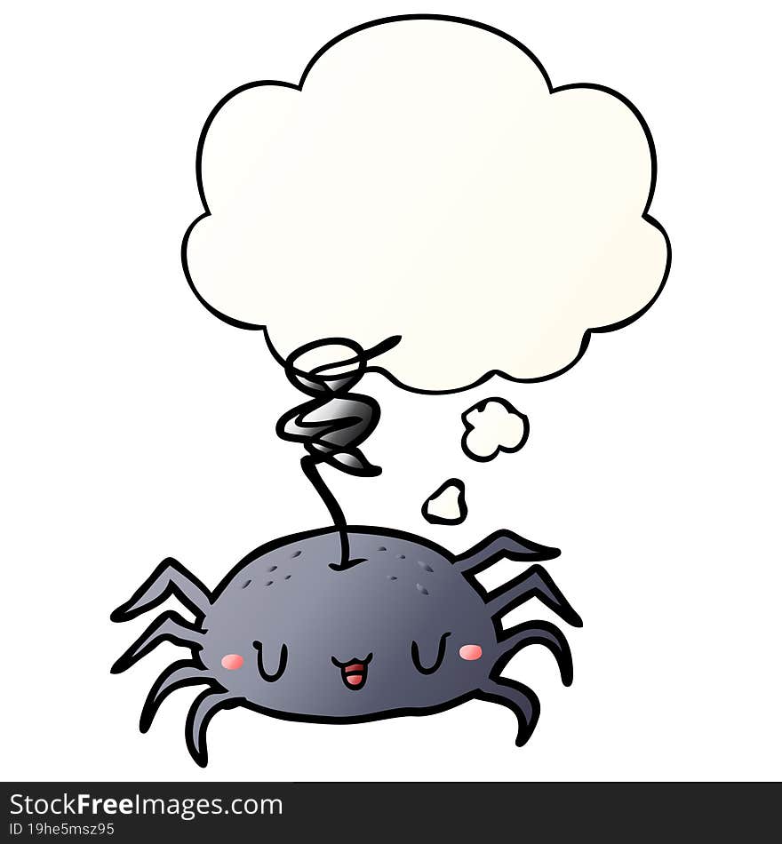 Cartoon Spider And Thought Bubble In Smooth Gradient Style