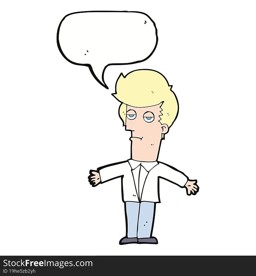 cartoon bored man with speech bubble