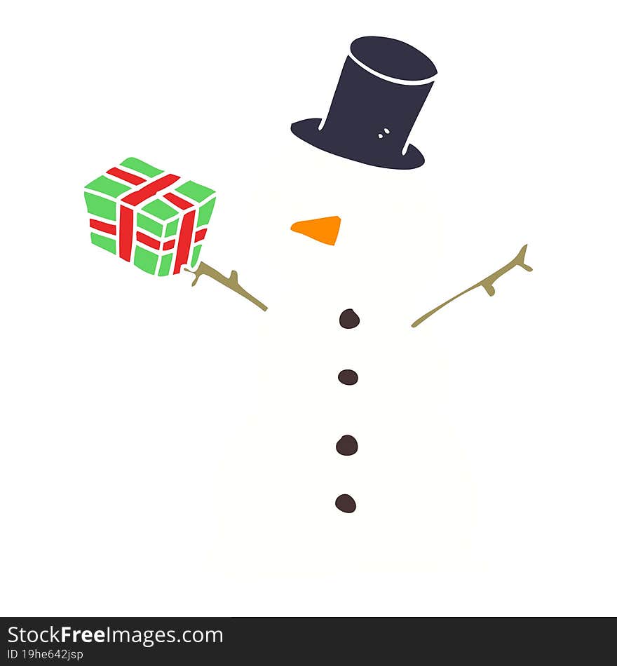 Flat Color Style Cartoon Snowman