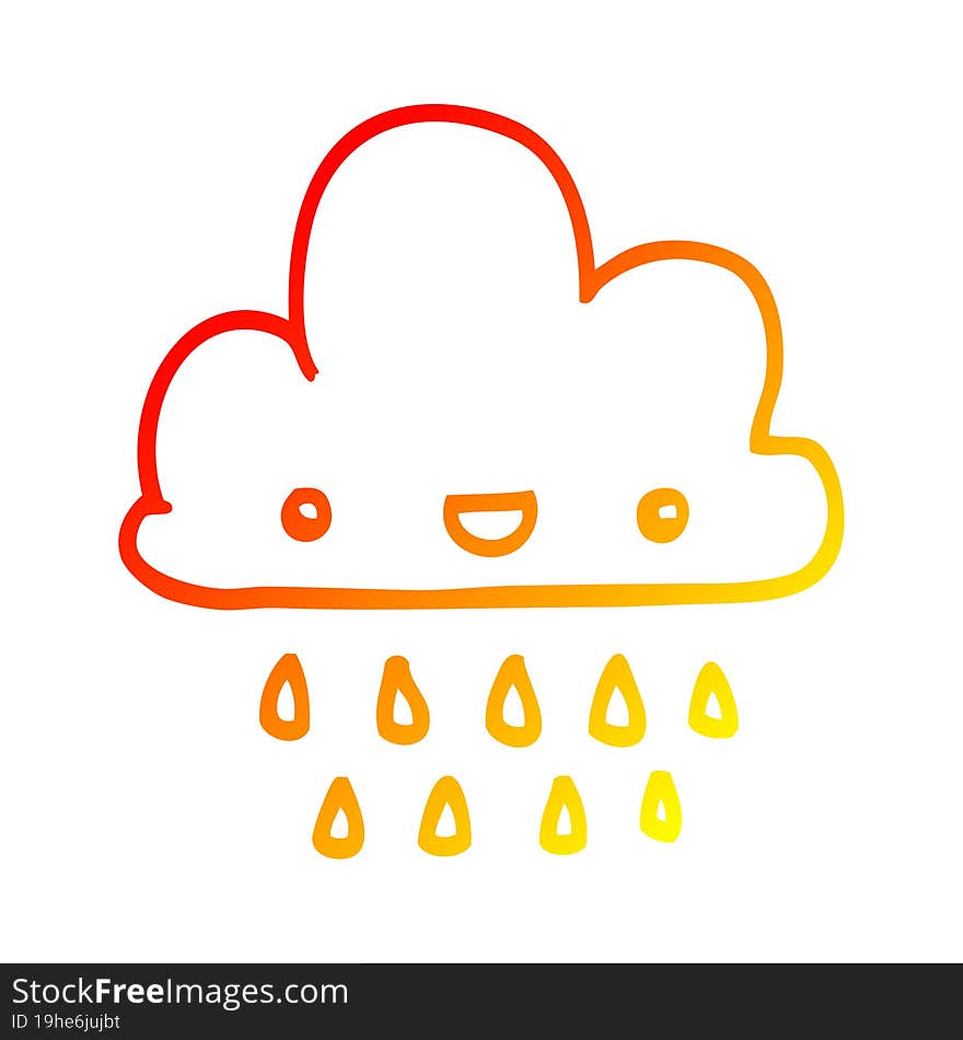 warm gradient line drawing cartoon storm cloud