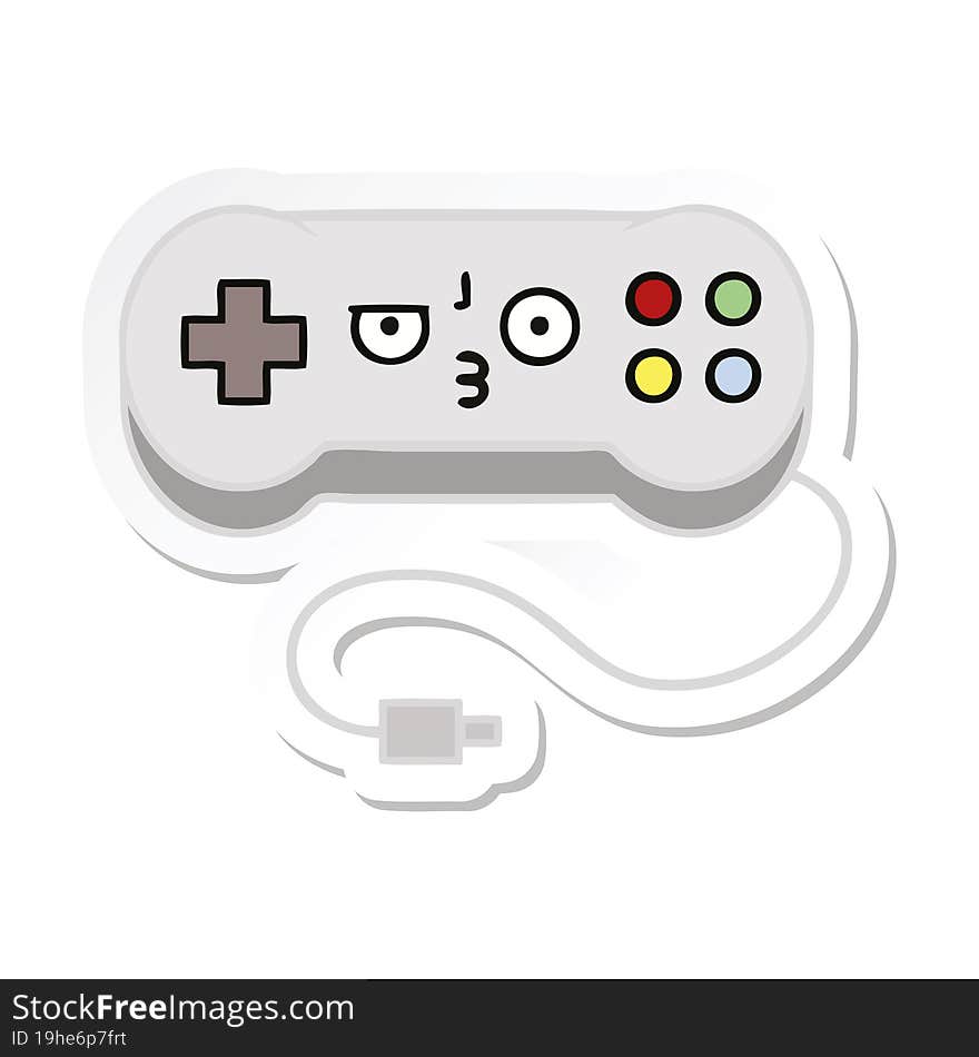 sticker of a cute cartoon game controller