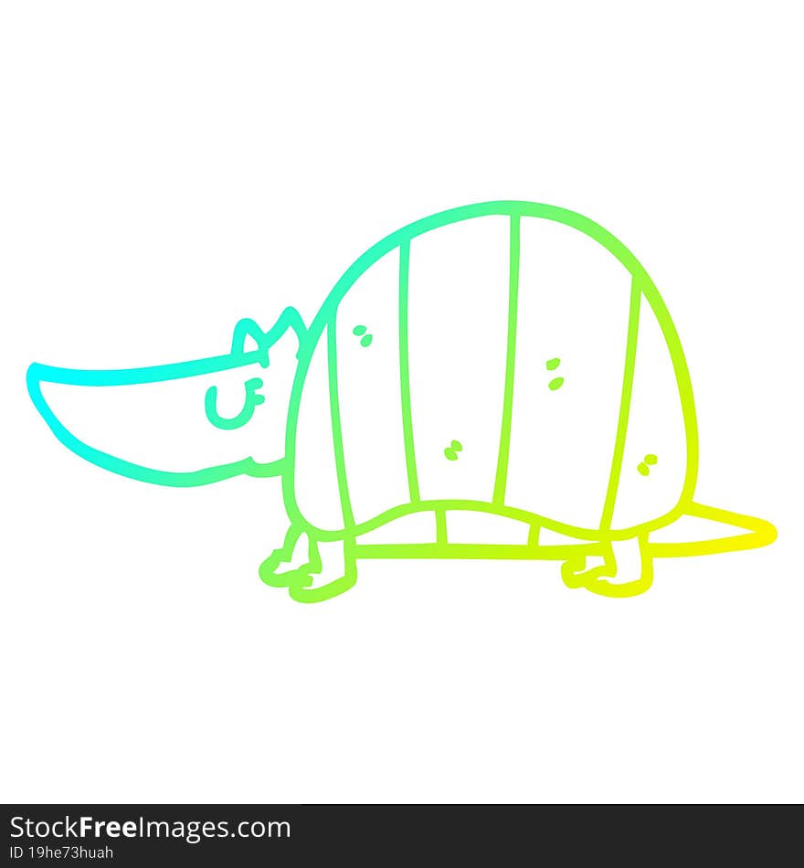 cold gradient line drawing cartoon armadillo