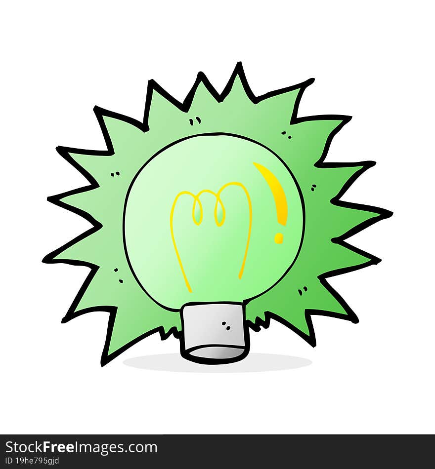 Cartoon Flashing Green Light Bulb