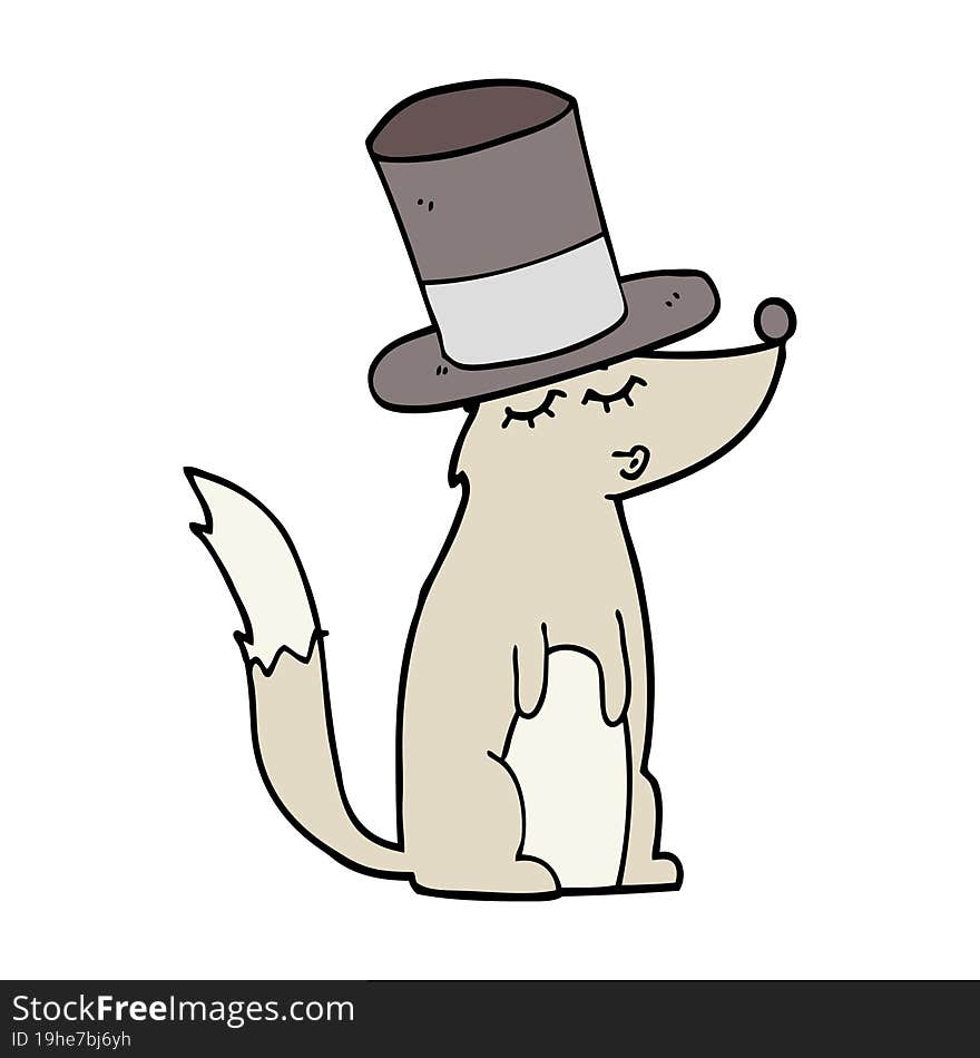 cartoon wolf whistling wearing top hat