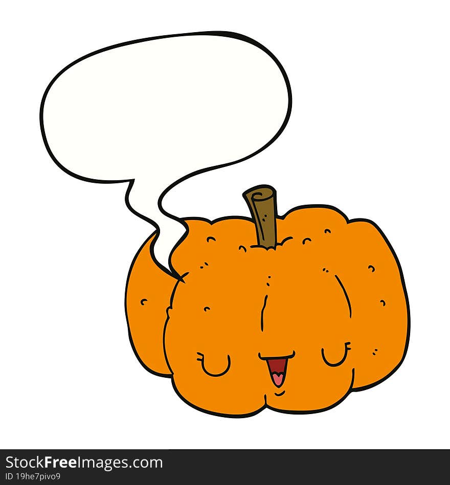 cartoon pumpkin and speech bubble