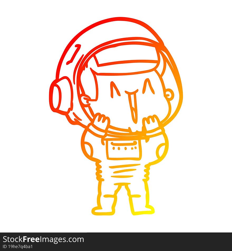 warm gradient line drawing happy cartoon astronaut