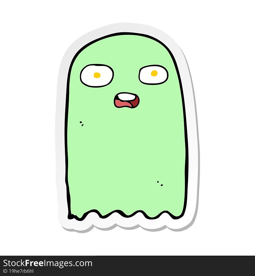 sticker of a funny cartoon ghost