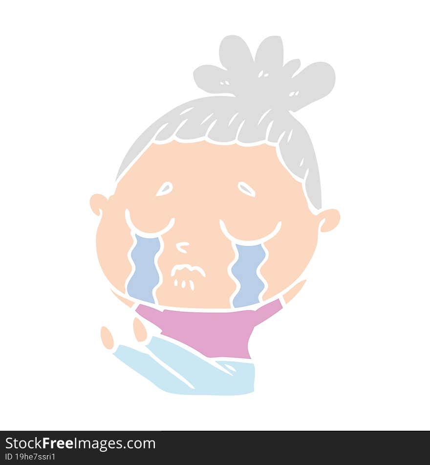 flat color style cartoon crying woman