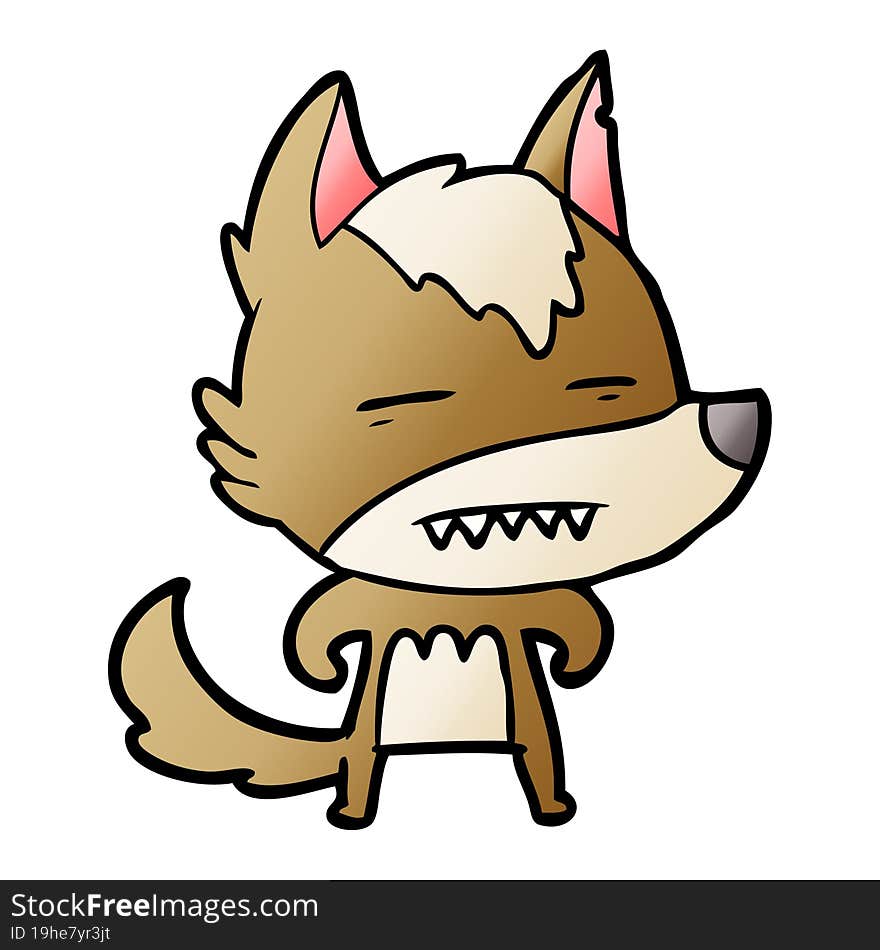 cartoon wolf showing teeth. cartoon wolf showing teeth