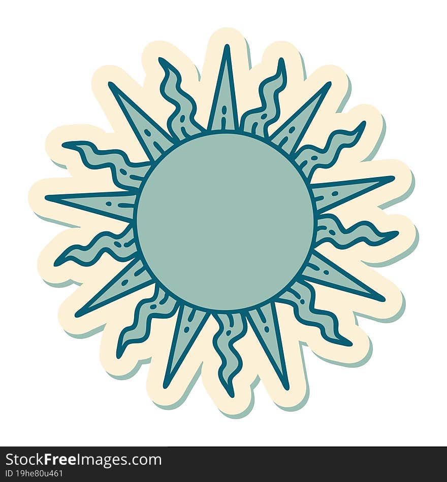 tattoo style sticker of a sun