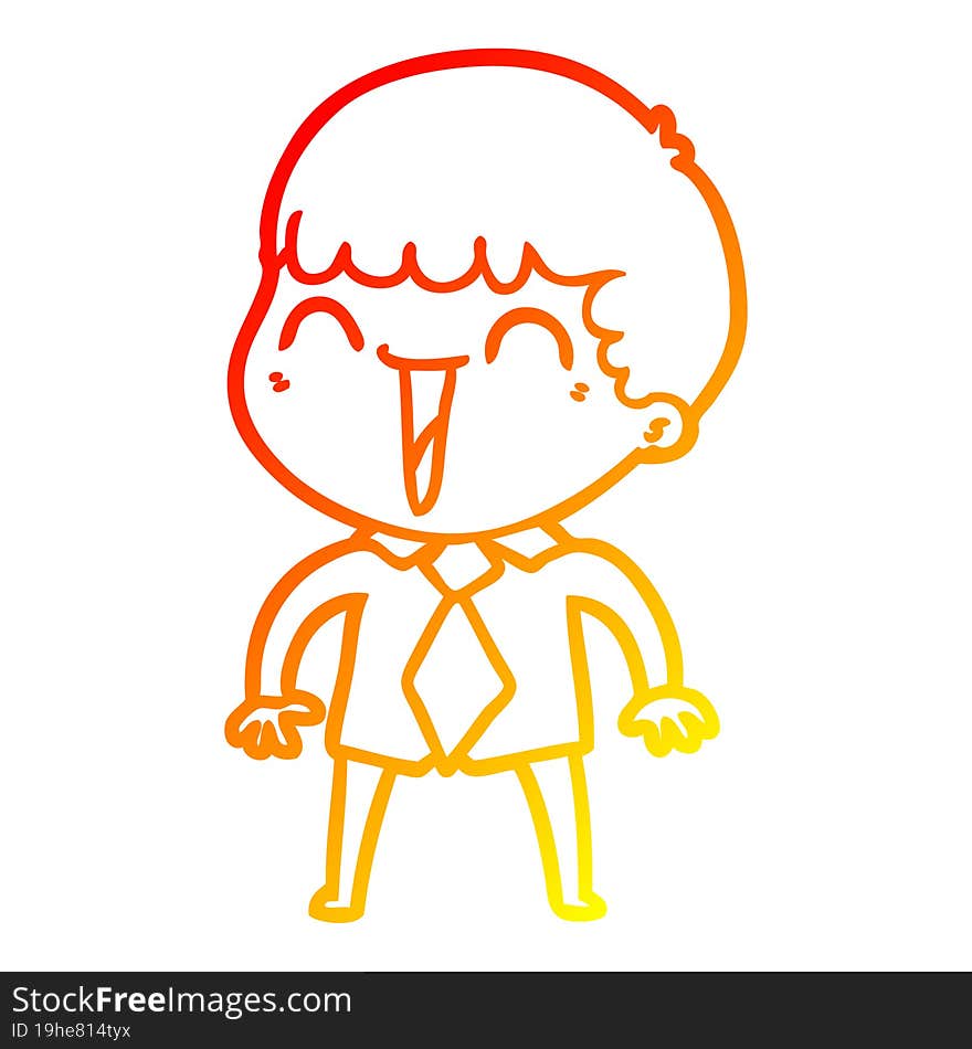 warm gradient line drawing of a cartoon happy man