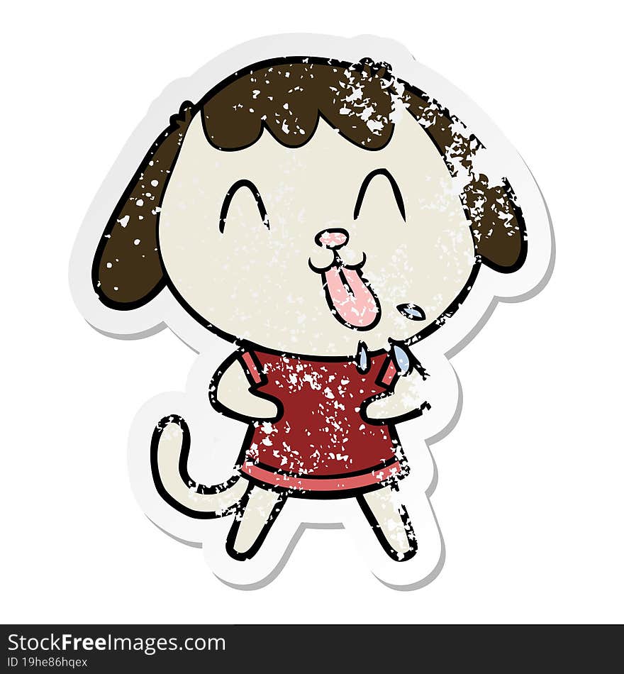 distressed sticker of a cute cartoon dog