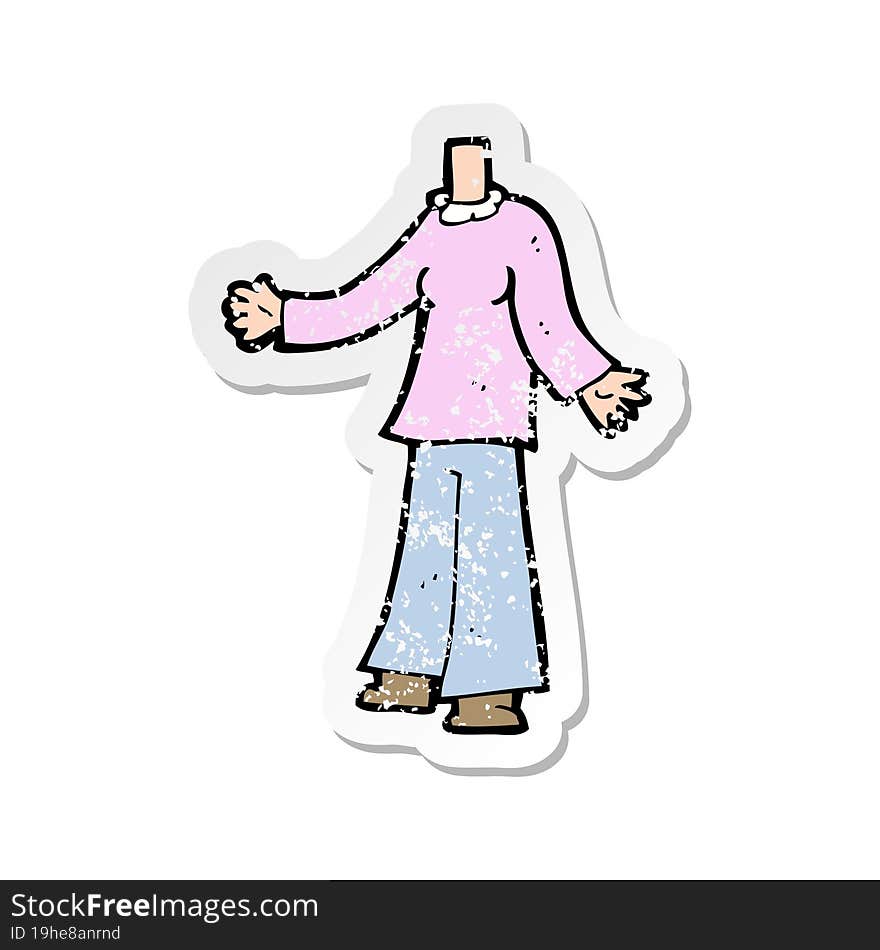 retro distressed sticker of a cartoon female body