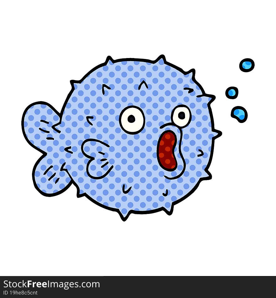 cartoon doodle blow fish