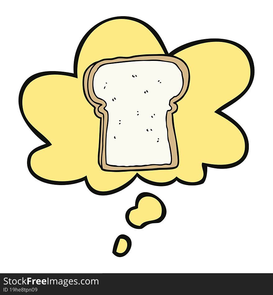 cartoon slice of bread with thought bubble. cartoon slice of bread with thought bubble